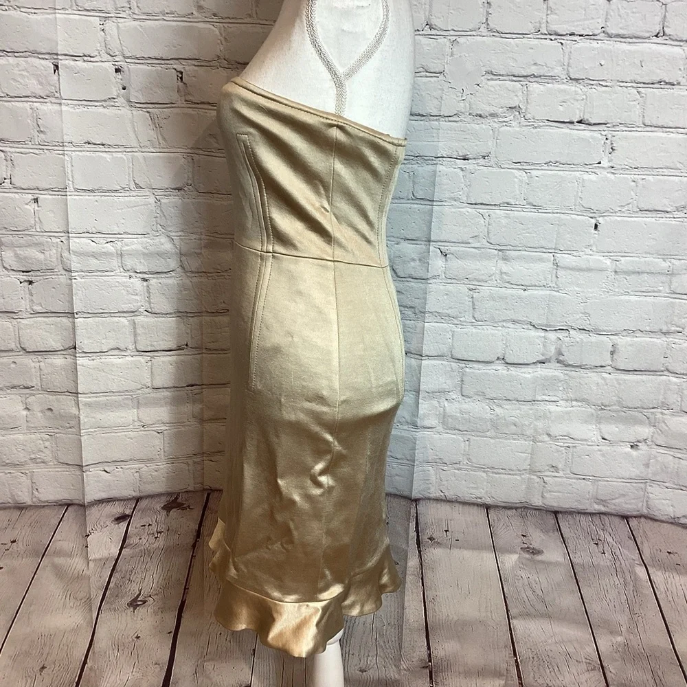 STELLA MCCARTNEY STRAPLESS KNEE LENGTH DRESS CHAMPAGNE NWT SZ MED - Picture 7 of 14